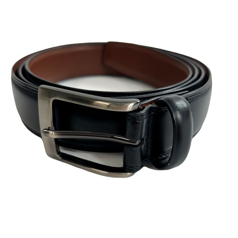 Perry Ellis Leather Belt Mens 50 Big Tall Black Bonded‎ Leather Casual Dress NEW